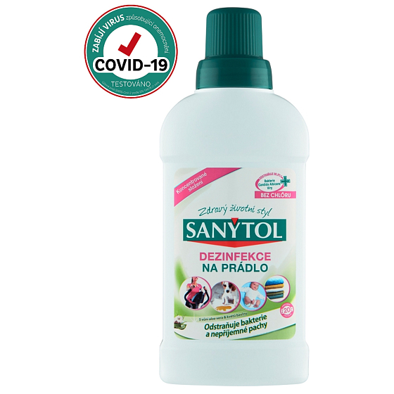 Sanytol Aloe Vera und Baumwolldesinfektionsblumen für weiße und farbige Wasch- und Waschmaschinen 500 ml