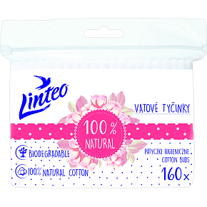 Linteo Natural Wattestäbchen Papierbeutel 160 Stk