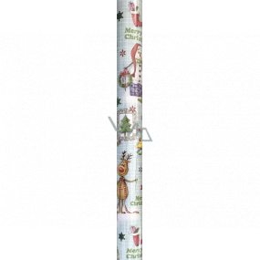 Präsenta Geschenkpapier 70 cm x 5 m Weihnachten hellblau mit Rentier, Schneemann, Frohe Weihnachten