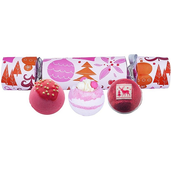 Bomb Cosmetics We Wish You and Rosy Christmas Cracker funkelnder ballistischer Badeball 3 x 160 g, Kosmetikset