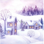Nekupto Weihnachtsgeschenkkarten Schneebedeckte Häuser 6,5 x 6,5 cm 6 Stück