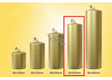 Lima Kerze glatt Metall gold Zylinder 80 x 250 mm 1 Stück
