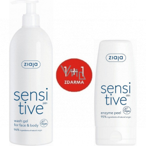 Ziaja Sensitive Skin cremiges Waschgel für empfindliche Haut 400 ml + Sensitive Skin enzymatisches Peeling für empfindliche Haut 60 ml, Duopack
