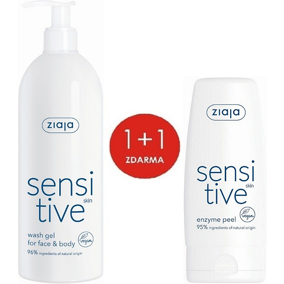 Ziaja Sensitive Skin cremiges Waschgel für empfindliche Haut 400 ml + Sensitive Skin enzymatisches Peeling für empfindliche Haut 60 ml, Duopack