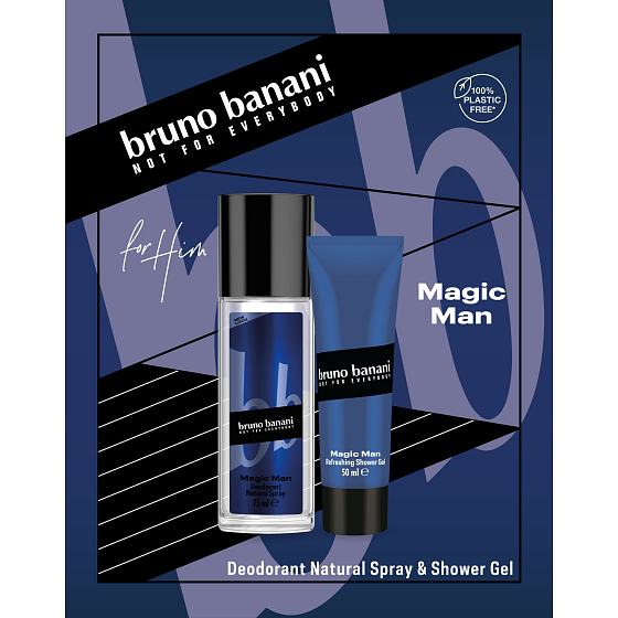 Bruno Banani Magic parfümiertes Deodorant Glas 75 ml + Duschgel 50 ml, Kosmetikset für Männer