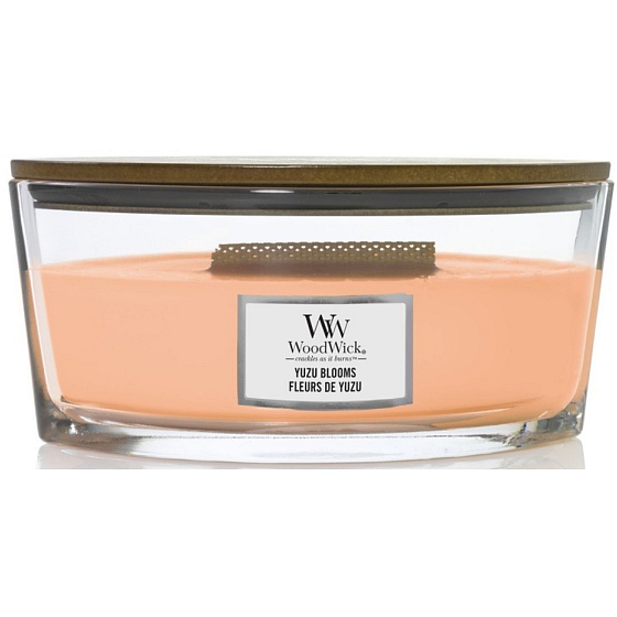 WoodWick Yuzu Blooms - Yuzu Blooms Duftkerze mit Holzdocht und Deckel Glasschiffchen 453 g