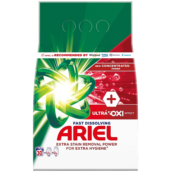 Ariel Ultra Oxi Effect Waschpulver für Fleckenentfernung und zusätzliche Hygiene 30 Dosen 1,65 kg