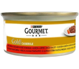 Gourmet Gold Casserole Pastete mit Rindfleisch, Huhn und Tomaten in Dosen für ausgewachsene Katzen 85 g