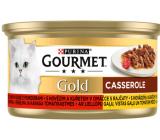 Gourmet Gold Casserole Pastete mit Rindfleisch, Huhn und Tomaten in Dosen für ausgewachsene Katzen 85 g