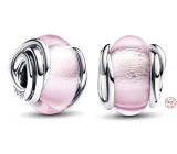 Charme Sterling Silber 925 Rosa Murano Glasperle auf Armband Symbol