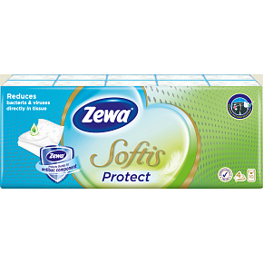 Zewa Softis Protect 4-lagige Papiertaschentücher, 10× 9 Stk