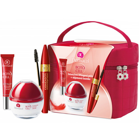 Dermacol Lifting Creme 50 ml und 15 ml für Augen und Lippen + Mascara 12 ml, Kosmetikset