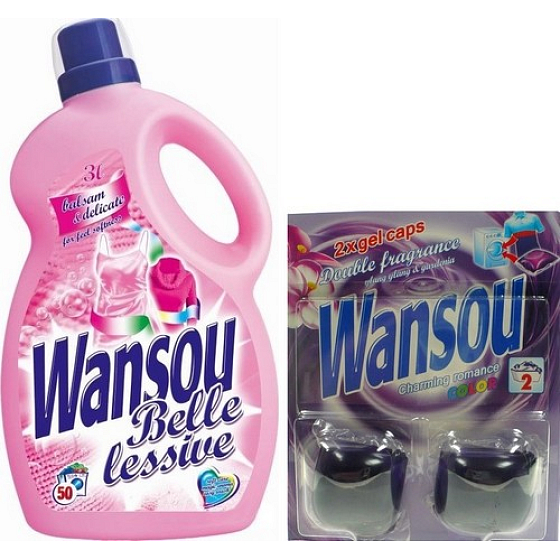 Wansou Belle Lessive Balsam & Delicate Flüssigwaschmittel 3 l + Gelkapseln 2 Stück