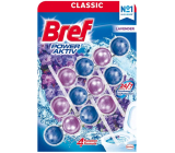 Bref Power Aktiv 4 Formel Lavendel WC-Block für hygienische Sauberkeit und Frische Ihrer Toilette, färbt Wasser 3 x 50 g