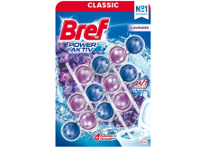 Bref Power Aktiv 4 Formel Lavendel WC-Block für hygienische Sauberkeit und Frische Ihrer Toilette, färbt Wasser 3 x 50 g