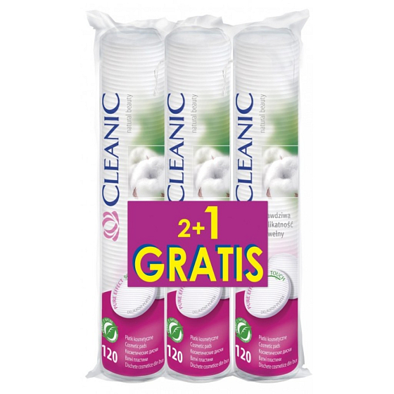 Cleanic Natural Beauty Pure Effekt Make-up-Tampons mit weichem Touch 3 x 120 Stück
