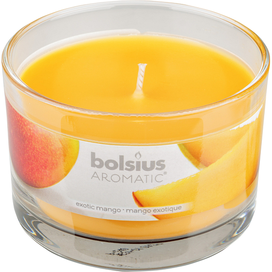 Bolsius Aromatic Exotic Mango - Mango-Duftkerze in Glas 90 x 65 mm 247 g Brenndauer ca. 30 Stunden