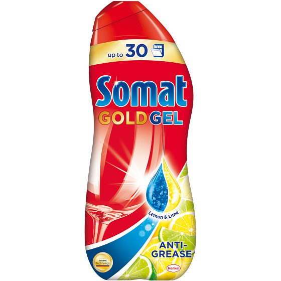 Somat Gold Gel Anti-Fett-Zitronen- & Limettengel mit aktivem Geschirrspüler-Entfetter 990 ml