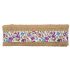 Juteband mit lila und blauen Blüten Breite 6 cm, 2 m