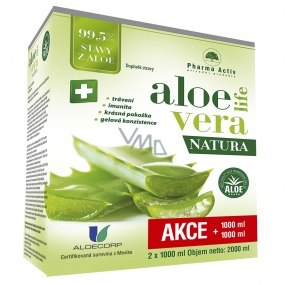 Pharma Activ AloeVeraLife Natura enthält 99,5% Aloe-Saft, zur Unterstützung des Immunsystems, Nahrungsergänzungsmittel 2 x 1000 ml, Set
