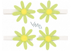 Blüten grün mit Glitzer auf einem Stift 5 cm, 4 Stück in einer Tüte