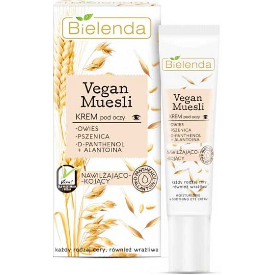 Bielenda Vegan Müsli Weizen + Hafer + D-Panthenol + Allantoin feuchtigkeitsspendende Augencreme 15 ml