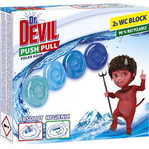 Dr. Devil WC Push Pull Gel Polar Aqua WC Block ohne Korb, 2 × 20 g
