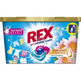 Rex 3 + 1 Power Caps Aromatherapy Lotus & Mandelöl Waschkapseln für weiße und bunte Wäsche 13 Dosen