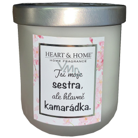 Heart & Home Frische Leinen Soja-Duftkerze mit Aufschrift Sister 110 g