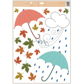 Fensterfolie Herbst Regenschirme mit Blättern 35 x 50 cm