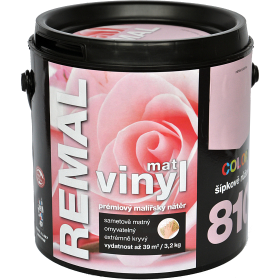 REMAL Vinyl Color mat waschbare Wandfarbe, 810 zartrosa, 3,2 kg