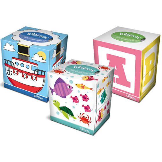 Kleenex Kids Collection hygienische Papiertaschentücher 3-lagige Box verschiedene Motive 56 Stück