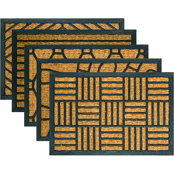 Spokarmatte Criss Cross Rubber, Kokosfaser-Deckschicht, Verschiedene Muster 60 x 40 cm