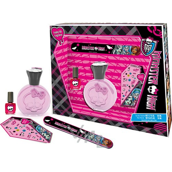 Mattel Monster High Eau de Toilette 50 ml, Lack 7 ml, Feile, Nageldekorationen, Kosmetikset