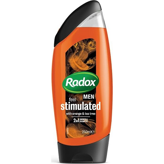 Radox Men Feel Stimulated Orange & Teebaum 2 in 1 Duschgel und Shampoo für Männer 250 ml