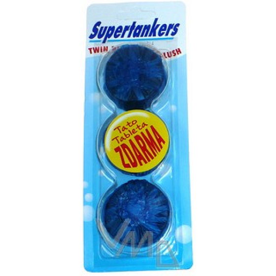 Supertankers Twin Blue WC-Tabletten in einem 2 + 1-Tank, 3 x 50 g blau