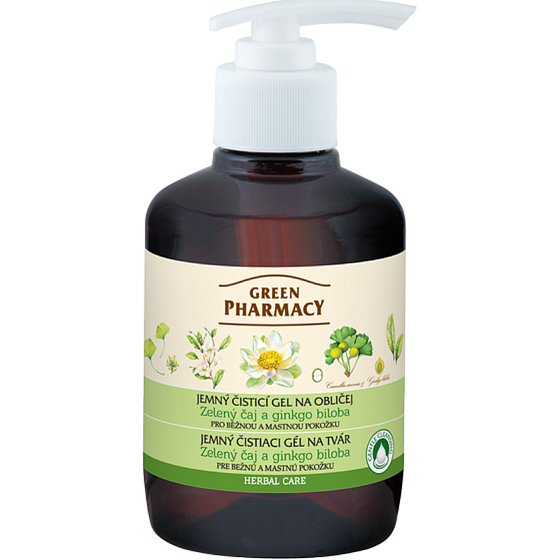 Grüne Apotheke Grüner Tee und Ginkgo biloba sanftes Reinigungsgel für das Gesicht 270 ml