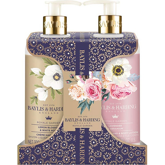 Baylis & Harding Royal Garden flüssige Handseife 300 ml + Hand- und Körperlotion 300 ml, Kosmetikset