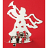 Metallkerzenhalter silberner Engel mit Trompete, für eine Teekerze 12 cm