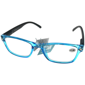 Berkeley Reading Prescription Glasses +1.0 Kunststoff transparent blau, schwarze Seiten 1 Stück MC2166