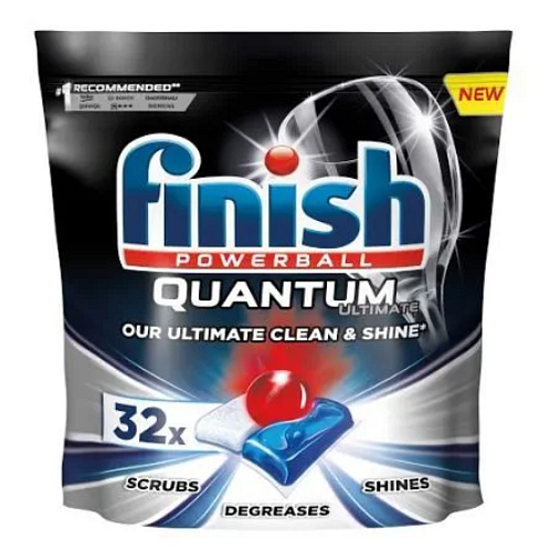 Finish Quantum Ultimate Tabletten für die Spülmaschine, schützt Geschirr und Gläser, bringt schillernde Reinheit, Glanz von 32 Stück
