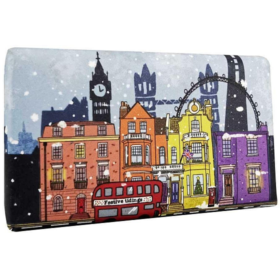 English Soap Snowy London - Winter Flowers Christmas natürliche parfümierte Toilettenseife mit Sheabutter 190 g