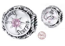 Charm Sterling Silber 925 Sternzeichen, Zirkonium Skorpion, Perle für Armband