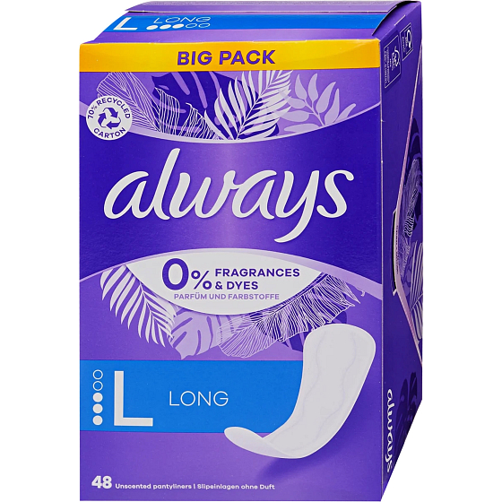 Always Daily Protect Lange unparfümierte Intimtücher 48 Stück