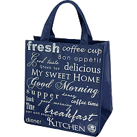 Niteola Stofftasche Einkauf, 34 × 36 × 22 cm, blau mit Aufdrucken