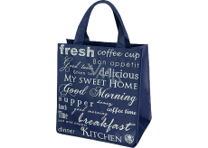 Niteola Tasche für Einkäufe, 34 × 36 × 22 cm, blau mit Schriftzügen