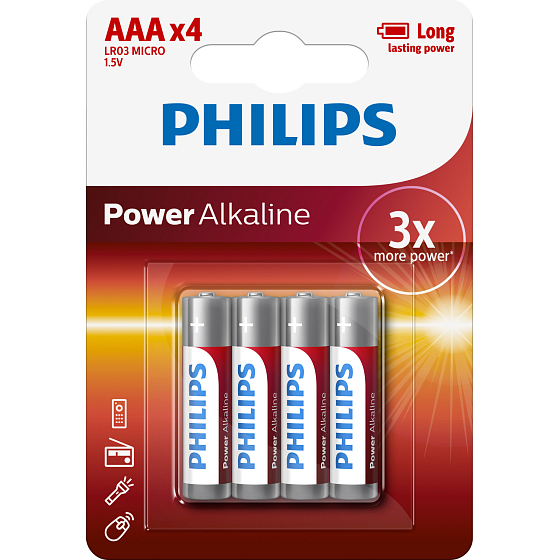 Batterien Philips Power Alkaline 2 Stück AAA LR03 Micro 1,5V