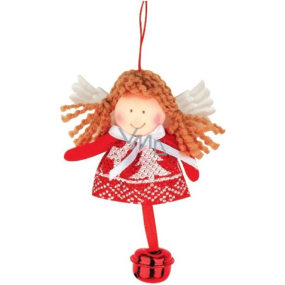Roter und weißer Engel mit 10 cm hängender Glocke