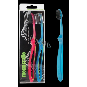 MegaSmile Black Whitening Loop Soft Toothbrush Die leichteste Zahnbürste der Welt mit größerem Griff 2 Stück in verschiedenen Farben, Duopack