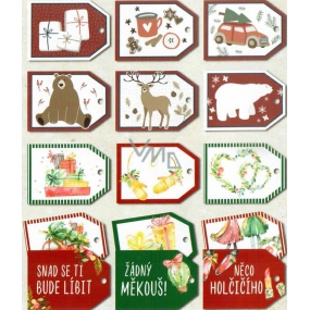 Nekupto Weihnachtsgeschenkkarten, verschiedene Motive 5,5 x 7,5 cm 6 Stück WF 007